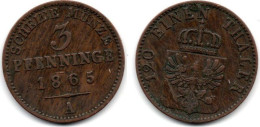 MA 31251 / Prusse - Preussen 3 Pfennig 1865 A TTB - Monedas Pequeñas & Otras Subdivisiones