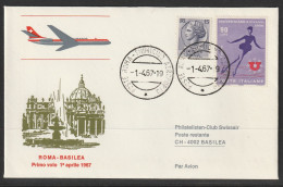 1967, Swissair, Erstflug, Roma - Basel - Airmail