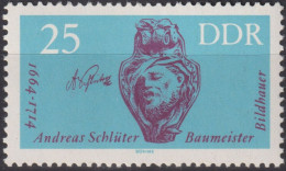 1964 DDR, ** Mi:DD 1010,Yt:DD 713, Schlussstein (Schlüter, Baumeister), Berühmte Künstler - Sculpture