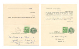 1953 Uprated UY7 Salem NJ Sunday School Dinner Message Paid Reply Postal Card - 1941-60