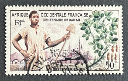 FRAWAPA026U - Airmail - Centenary Of Dakar - Peanut Production - 50 F Used Stamp - AOF - 1958 - Gebraucht