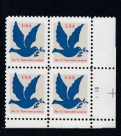 Sc#2878, 'G' Domestic Rate Make-up Stamp 1994 Issue 3-cent Stamp Plate # Block Of 4 - Numero Di Lastre