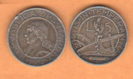 San Marino 5 Lire 1935 Saint Marin Silver Coin Old Coinage - San Marino