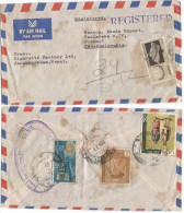 Nepal Registered Airmail Commerce Cover Janakpurdham Oct1973 X Ceskoslovensko With 4 Stamps Rate R.3.55 - Népal