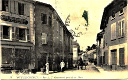 4437 - PONT De  CHERUY : Café Restaurant   FATTIN  (à Gauche )rue  E.C. Gramont   CIRCULEE  En  1913 - Pont-de-Chéruy