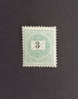 K. U. K. Ungarn 3 Kr. Schwarznummer, Ungebraucht Mit Wz Mit Gummi. - Unused Stamps