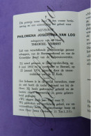 Philomena VAN LOO Echt T.VERBIST Heist O/d Berg 1892 Beerzel 1974 - Todesanzeige