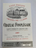 1 Etiquette Ancienne De Château FONPLEGADE 1997 Saint Emillion Grand Cru - Bordeaux