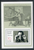 EAST GERMANY / DDR 1988 Bertolt Brecht Block  MNH / ** .  Michel  Block 91 - Unused Stamps