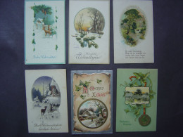 Lot De 6 Cartes Anciennes - Illustrations Allemandes - NOEL - NOUVEL AN - Verzamelingen & Kavels