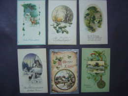 Lot De 6 Cartes Anciennes - Illustrations Allemandes - NOEL - NOUVEL AN - Colecciones Y Lotes