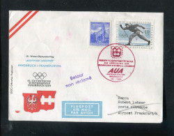 "OESTERREICH" 1964, AUA-Olympiade-Sonderflugbrief "Innsbruck-Frankfurt" (A0025) - Erst- U. Sonderflugbriefe