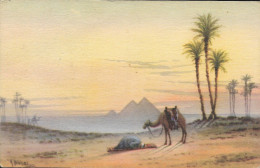 EGYPT - Prayer In The Desert At Sunrise, Near The Pyramids Of Giza - A. Bishai - No. 111 - Unused Postcard (01) - Pyramiden