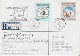 South Georgia & South Sandwich Islands 1988 Registered Cover Majhor Harris OC Troops Signature Ca 24 OC 1988 (FG177) - Südgeorgien