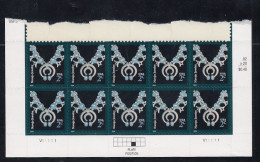 Sc#3750, Navajo Necklace 2004 Definitive Issue 2-cent Stamp Plate # Block Of 10, Native American Art - Plate Blocks & Sheetlets