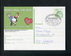 "BUNDESREPUBLIK DEUTSCHLAND" 1983, Bahnpost-Stempel "Karlsruhe-Stuttgart" Auf Bildpostkarte (A0033) - Cartes Postales Illustrées - Oblitérées