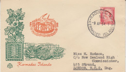 New Zealand Raoul And Kermadec Islands Cover (FDC) Ca 9 AP 1954 (FG180) - Bases Antarctiques