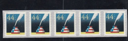 Sc#4496, Patriotic Quill And Inkwell, 2011 Issue, 44-cent Stamp Plate # Strip Of 5 - Plate Blocks & Sheetlets