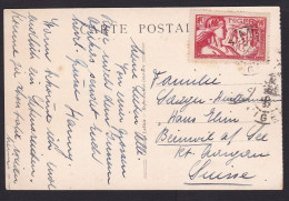 Niger: Picture Postcard To Switzerland, 1937, 1 Stamp, Exposition, Lady, Card: Elephant Hunting (minor Discolouring) - Briefe U. Dokumente