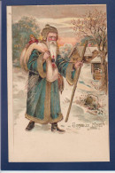 CPA Père Noël Bleu Santa Claus Circulé Gaufré Embossed - Saint-Nicholas Day