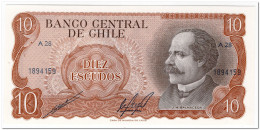 CHILE,10 ESCUDOS,ND,P.143,AU-UNC - Chile