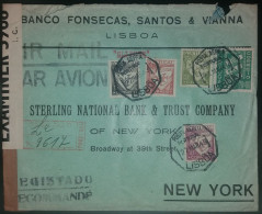 CORREIO AÉREO -REGISTADO - WWII - CENSURAS - DESTINO A NOVA YORK  (PORTE 25$75) - Cartas & Documentos