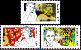 Ref. BR-1500-02 BRAZIL 1977 - VILLA LOBOS,GONZAGA,NOEL ROSA,COMPOSER,MI# 1587-9,MNH, FAMOUS PEOPLE 3V Sc# 1500-1502 - Ungebraucht