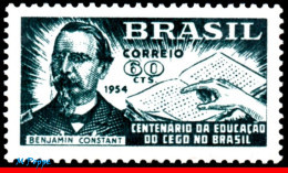 Ref. BR-807 BRAZIL 1954 - EDUCATION OF BLIND,BRAILE, BENJAMIN CONSTANT INSTITUTE, MNH, FAMOUS PEOPLE 1V Sc# 807 - Unused Stamps