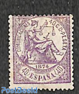 Spain 1874 40c Violet, Unused, Rep. Corner, With Attest, Unused (hinged) - Nuevos