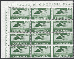 1962 Italia A155 Posta Aerea Blocco D'angolo 12 V. Mnh** - 1961-70:  Nuovi