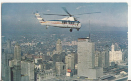 CD58.  Postcard.  Chicago Helicopter Airways.  Sikorsky S-58C - Hélicoptères
