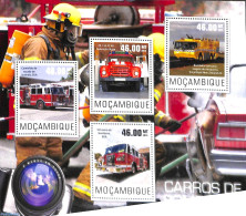 Mozambique 2014 Fire Engines 4v M/s, Mint NH, Transport - Fire Fighters & Prevention - Firemen