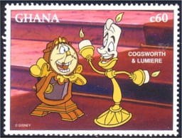 450 Ghana Disney Movie Cogsworth Lumiere Bougie Candle MNH ** Neuf SC (GHA-115d) - Sonstige & Ohne Zuordnung