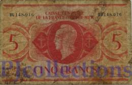 FRENCH EQUATORIAL AFRICA 5 FRANCS 1944 PICK 15e FINE - Other - Africa