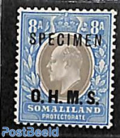 British Somalia 1904 8A, OHMS, SPECIMEN, Unused (hinged) - Somalilandia (Protectorado ...-1959)