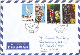 Greece Air Mail Cover Sent To Denmark 12-1-1988 - Lettres & Documents