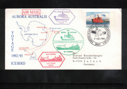 Australian Antarctic Territory 1992 Antarctica Base Casey - Ship Aurora Australis+ Icebird Interesting Cover - Navi Polari E Rompighiaccio