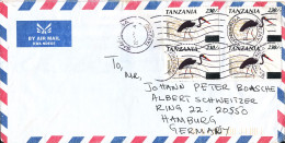 Tanzania Air Mail Cover Sent To Germany 22-2-2002 STORK Overprinted - Tanzania (1964-...)