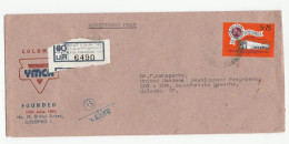 Registered Illus YMCA Anniv Sri Lanka COVER To UNITED NATIONS UNDP Reg Label Tyre Stamps Religion Christianity - Sri Lanka (Ceylon) (1948-...)