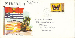 Kiribati Cover Sent To Denmark 13-5-1981 Single Franked Butterfly Overprinted O.K.G.S. - Kiribati (1979-...)