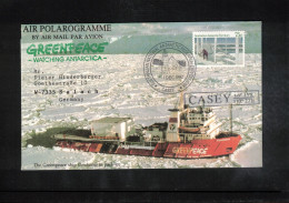 Australian Antarctic Territory 1992 Antarctica - Base Casey - Greenpeace Watching Antarctica Interesting Cover - Bases Antarctiques