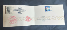 Mahatma Gandhi UAE Stamps With EPAEX DUBAI 2024 STAMP EXHIBITION Postmark Folder - Mahatma Gandhi