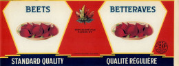 ÉTIQUETTES - BEETS - BETTERAVES - 20 OZS CANADA - DIMENSION 11 X 27 Cm - - Frutta E Verdura