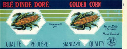 ÉTIQUETTES - BLÉ D'INDE DORÉ - GOLDEN CORN - 20 OZS CANADA - DIMENSION 11 X 27 Cm - - Fruits & Vegetables