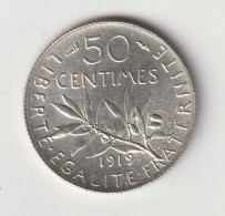 Semeuse 50c Argent 1919 - Silver - 1/2 F - - 50 Centimes