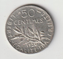 Semeuse 50c Argent 1920- Silver - 1/2 F - - 50 Centimes