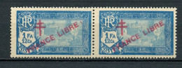 INDE 163 PAIRE  FRANCE LIBRE TIMBRE DE GAUCHE PRANCE AU LIEU DE FRANCE -- LUXE NEUF SANS CHARNIERE - Unused Stamps