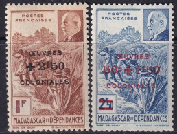 Madagascar 1944 Sc B13-4 Yt 284-5 Set MH* - Ungebraucht