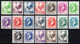 1944 Y&T N0 630 à 648 COQ Et MARIANNE SÉRIE SANS CHARNIÈRE LUXE!! - 1944 Gallo E Marianna Di Algeri