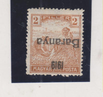 CROATIA HUNGARY 1919 BARANYA 2 F 1919 Inverted Ovpt Hinged - Croatie